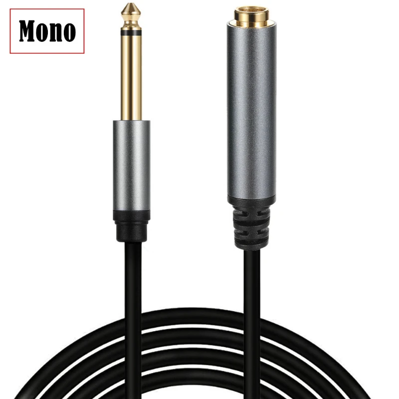 1/4 TS Mono estéreo 6,35mm Cable de extensión macho a hembra TS 6,35 macho hembra alargar Cable de línea de extensión 6,35 MF línea adaptadora: Negro / <=0,5 m