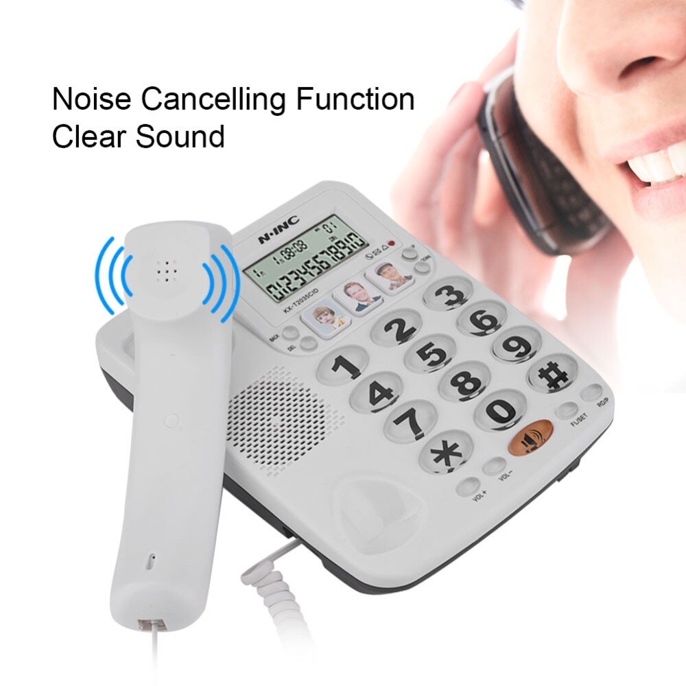 Grote Knop Snoer Telefonos Fijos De Casa Met Luidspreker Speed Dial Telefoon Beller-Id Thuis Kantoor Telefoon Vaste