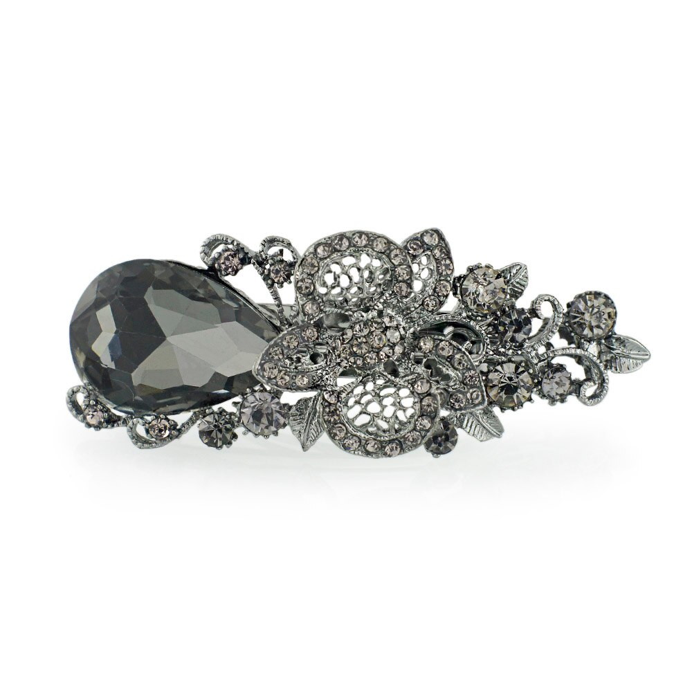 Das mulheres Azul Grande Cristal Flor Hairpin Grampo de Cabelo Barrette Headwear Acessórios de Cabelo Para A Mulher Meninas F111: Grey