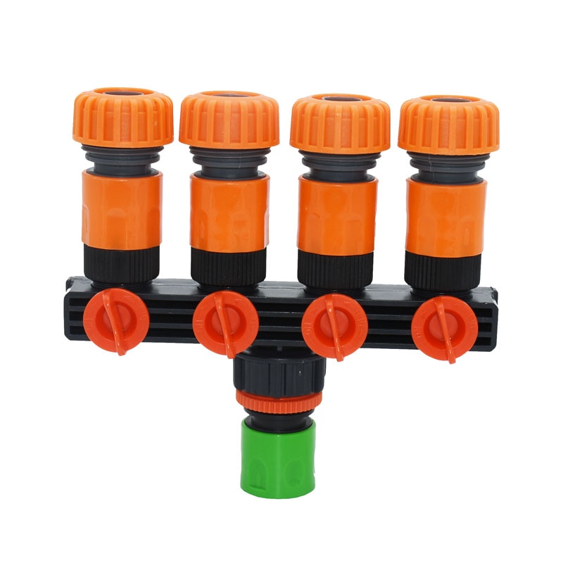 Garden hose 4-way Tap Garden tap water splitter garden water for 1/2 3/4 hose connector 16mm 20mm 1PCS