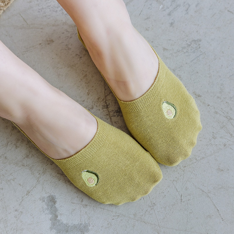 Avocado Fruit Onzichtbare Sokken Zomer Korte No Show Antislip Boot Slipper Low Cut Vrouwen Mannen Sokken Gelukkig Grappig casual Sokken