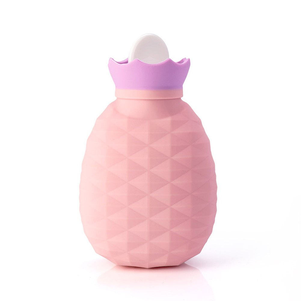 Pineapple Shape Silicone Water Bottle Hand Warmer Winter Warming Bag 200ml TI99: Solid pink
