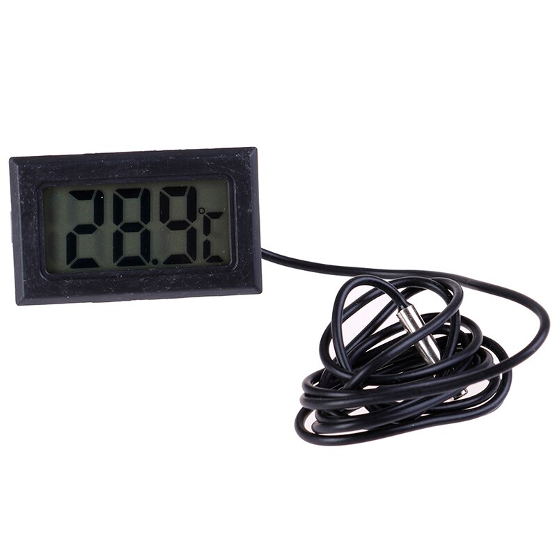 1Pc Digital LCD Display Thermometer Temperature Meter Temp Sensor With Probe: Black