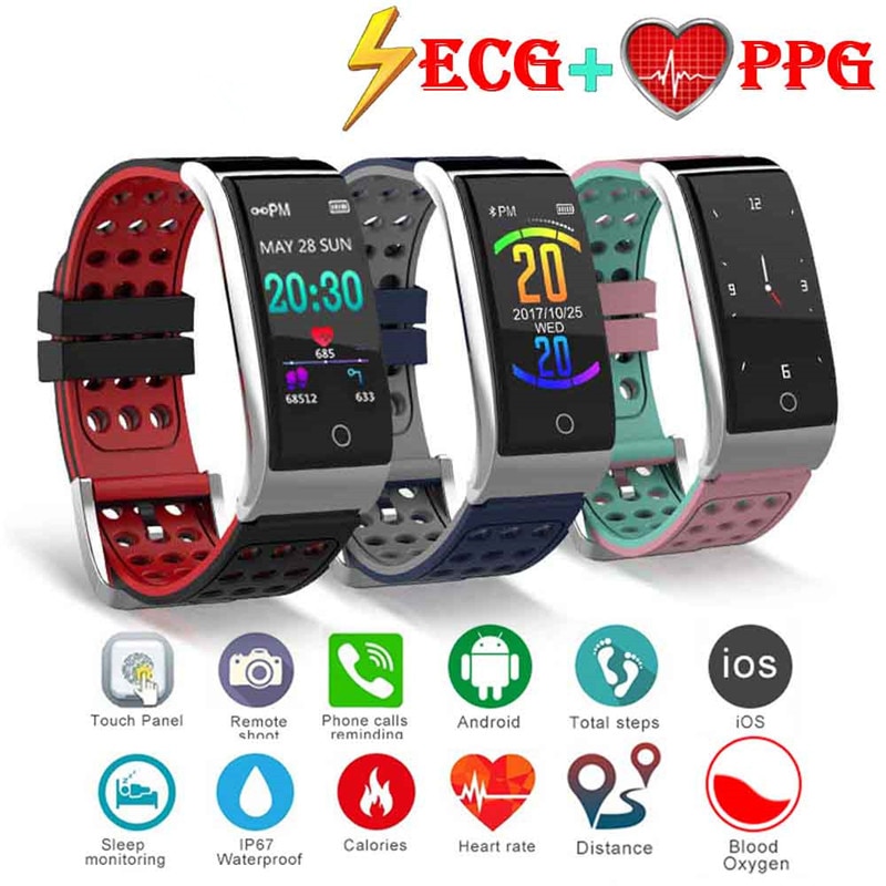 E08 Smart Armband Ecg Ppg Bloeddrukmeting Fitness Tracker Horloge Armband Waterdichte Hartslagmeter