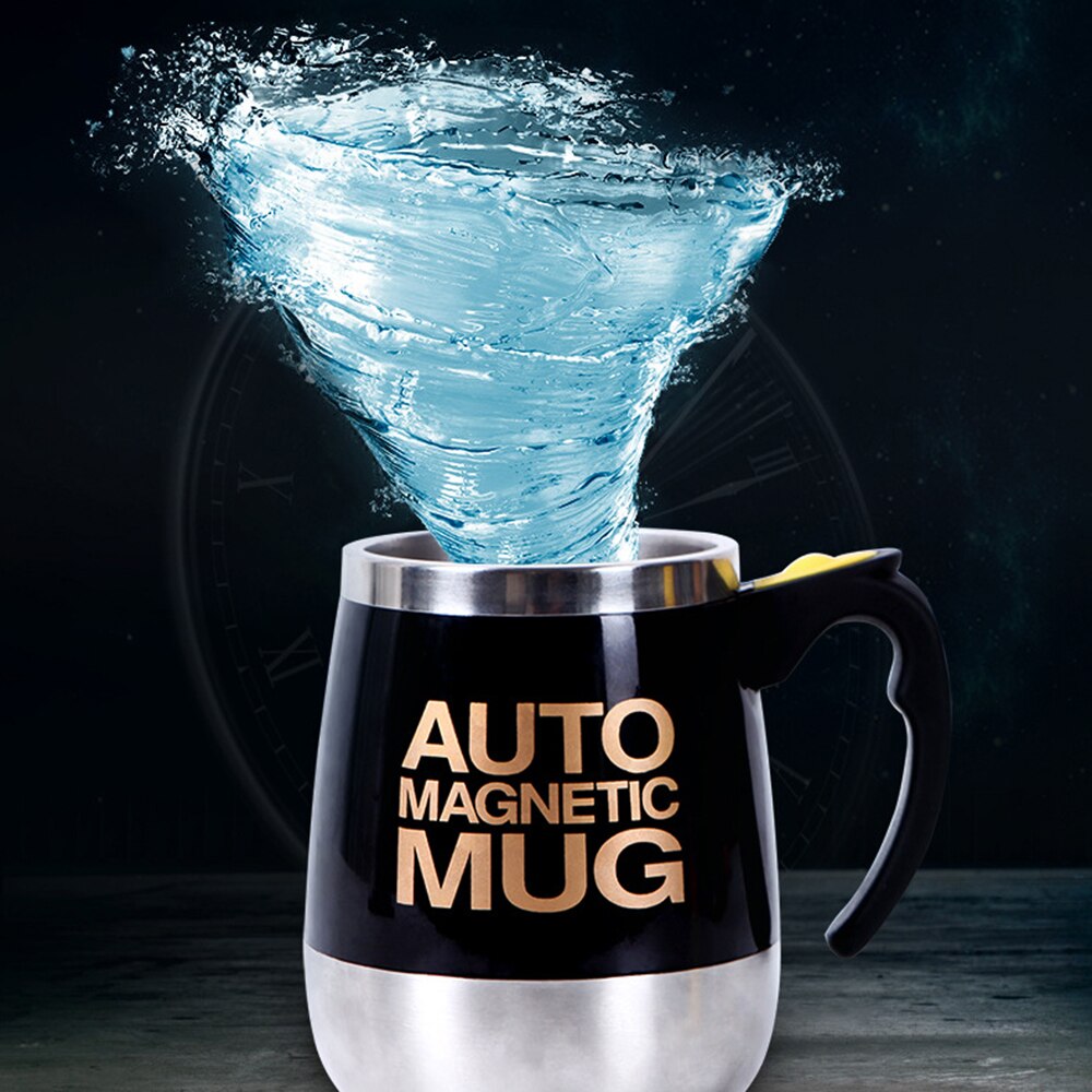 1pc kubki miksujące ze stali nierdzewnej z magnesem, wielofunkcyjny, biurowy, automatyczny kubek robić kawy i mleka, odporny na oparzenia, z pokrywką, kubek na wodę