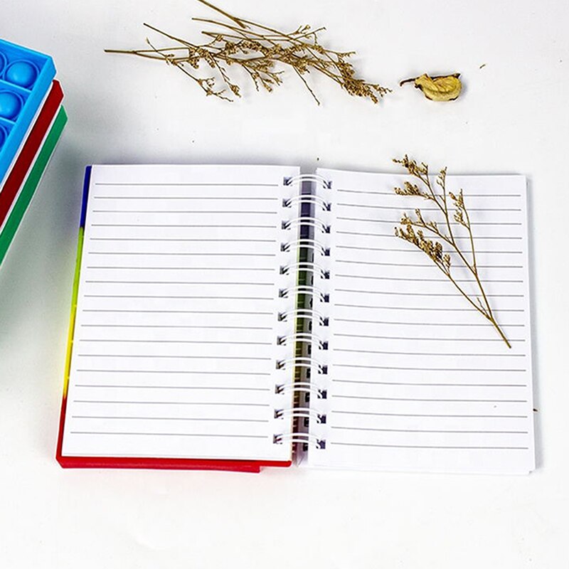 Pop Its Notebook Bubble Fidget Push Up Finger Silicone Cover Notepad Student Decompression Stationery Supplies For Kids