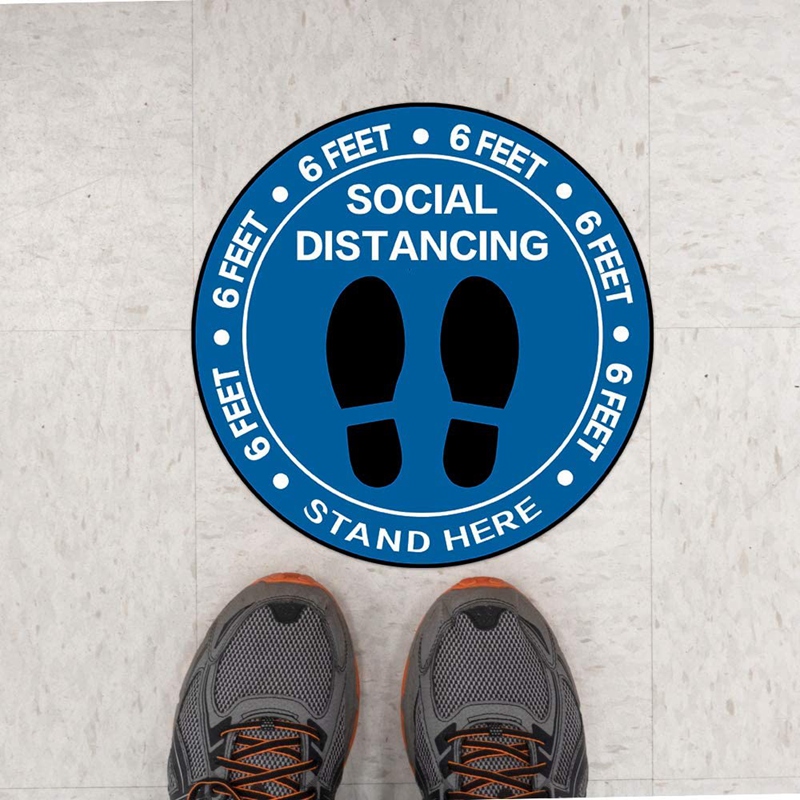 Floor Stickers Social Distance Floor Decals Floor Signs 8 Inches Blue Standing Floor Decals 30 Pieces