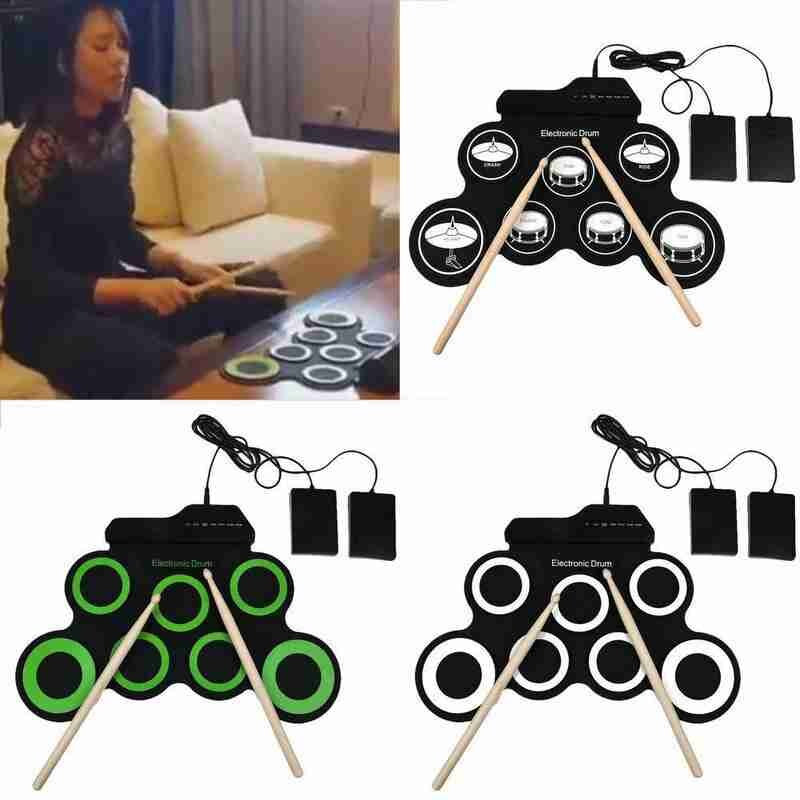 Digitale Elektronische Drum Kit, Kit Met 7 Pads Voor Elektrische Drums, Met Usb, 7 Drumsticks En Pedaal Ondersteuning