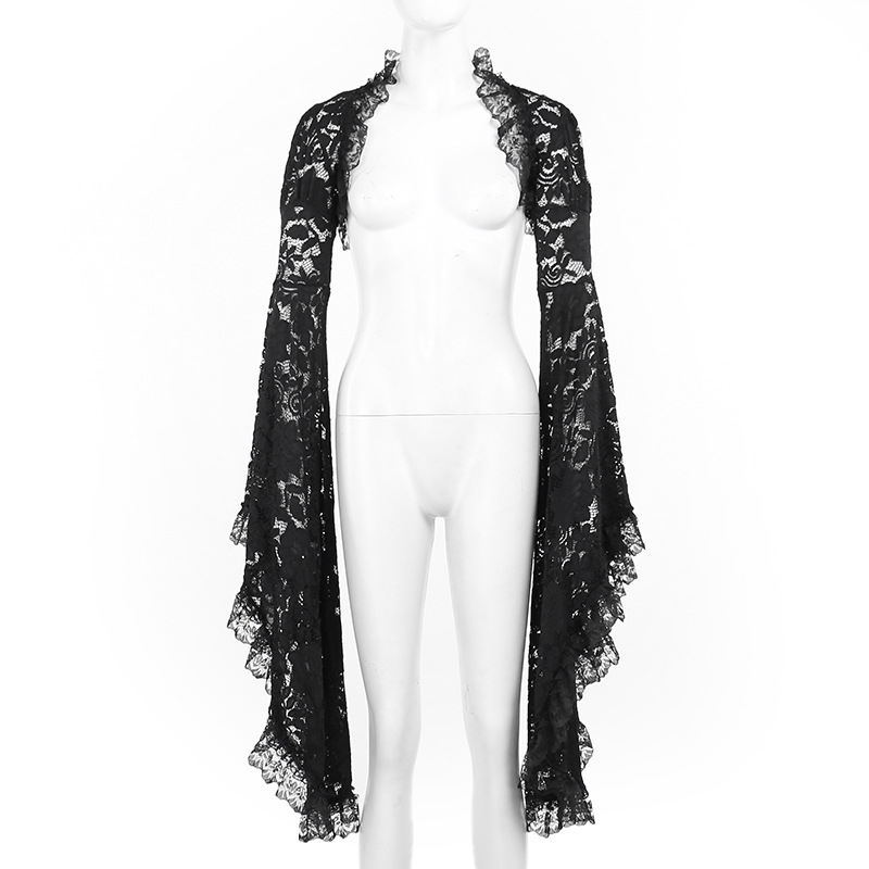 Sexy cardigan-topp i mørk stil, slim fit, klassisk blondebluse for kvinner: S