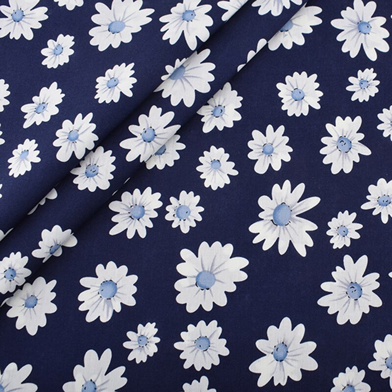 Färskt daisy blommig serie tryckt vanligt bomullstyg, gör-det-själv-quiltning och sömnad av poplinmaterial för baby- och barnklänning, skjorta, kjol: F 1 delar / 50 x 145cm
