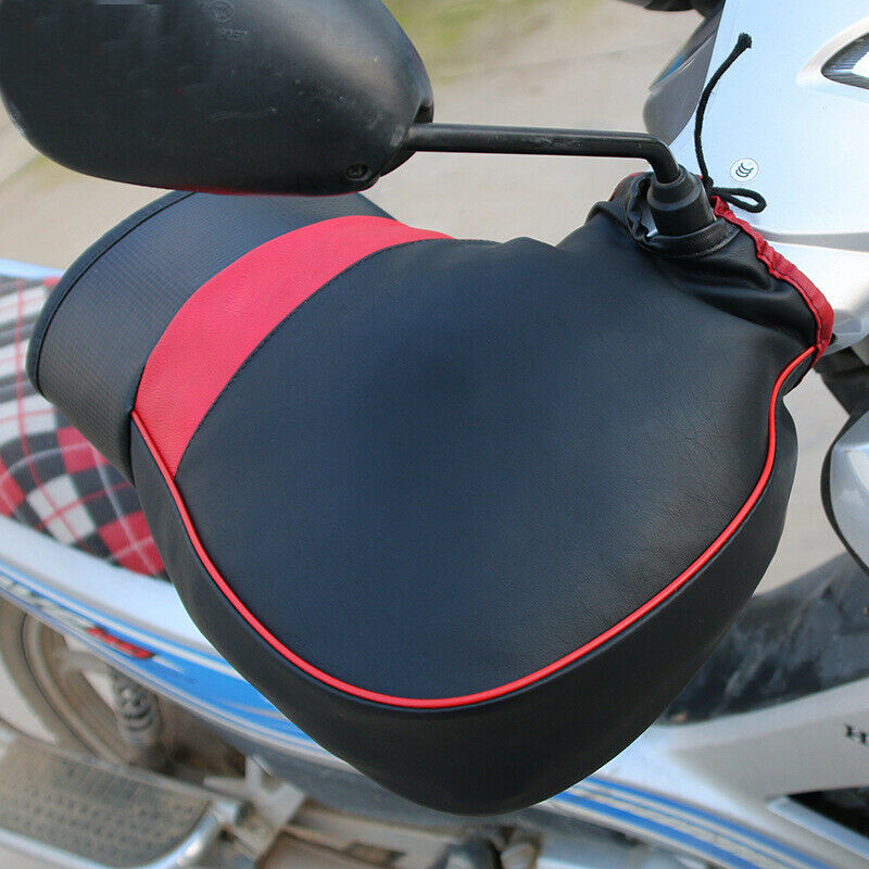 1 par motorcykel scooter styr muffe handsker motorcykel handsker hånd varm vinter sort læder koldt varmt tykt styr dæksel