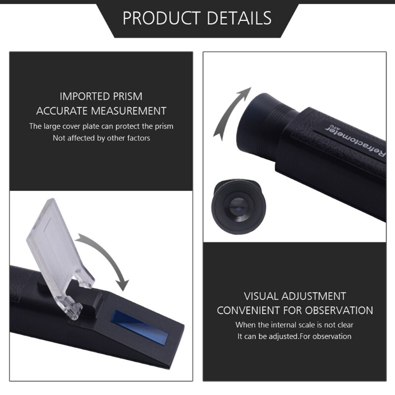 Portable Refractometer with ATC 0-32％ for Honey Moisture Brix and Baume Liquor Alcohol Content Meter Tester Easy to Use