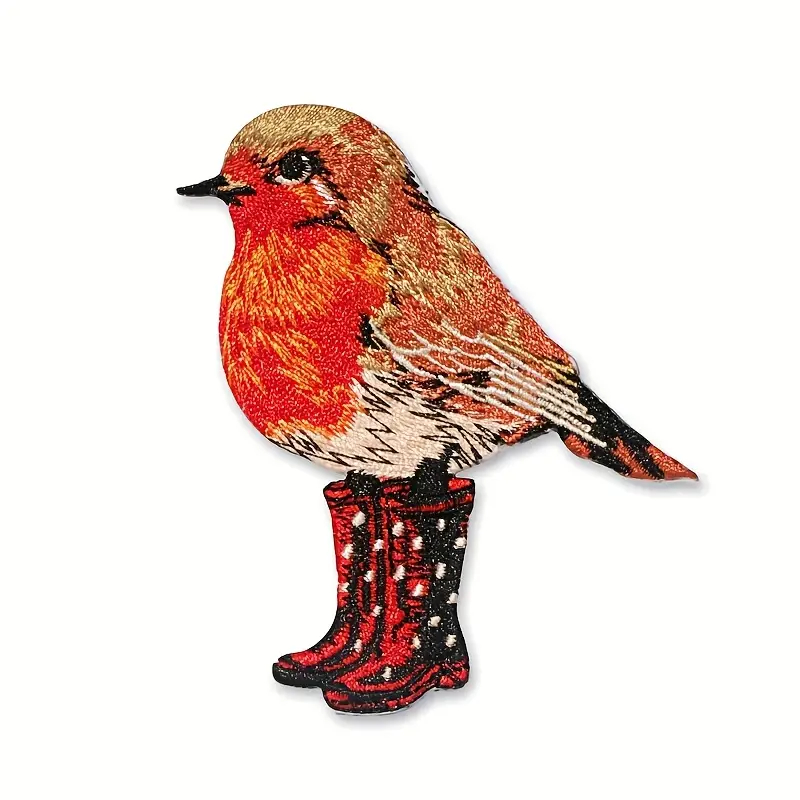 Parche bordado de pájaro bonito con botas, insignia de Animal natural, artesanal, parches para planchar para ropa, gorra, bolsa, chaqueta, sombrero de camionero, 1 ud.: Default Title