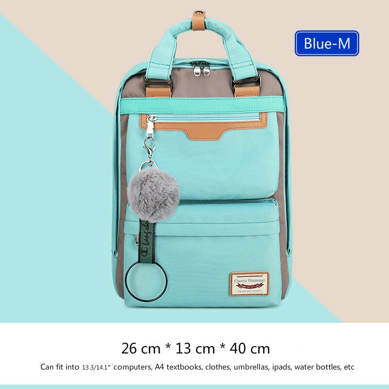Travel Shoulder Backpacks Children Schoolbags Women Bag Waterproof Nylon Kids Backpack Girls For Middle School Students: Blue-M