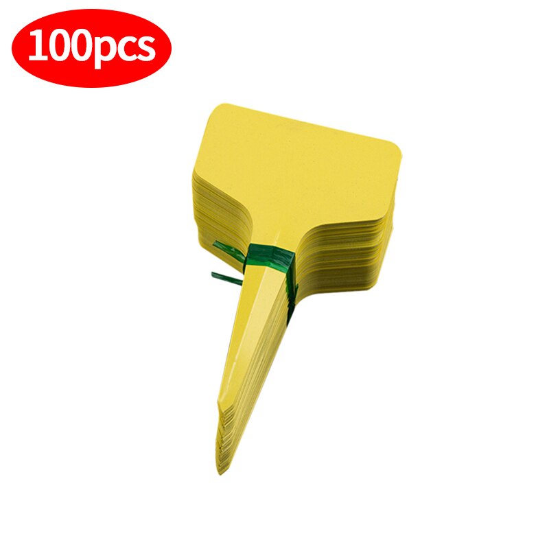 100Pcs Waterproof Plant Markers Mini Garden Sign Plant Labels Plants Tags Plastic Nursery T Type Colorful Flower Ornaments: 6x10cm Yellow Tags