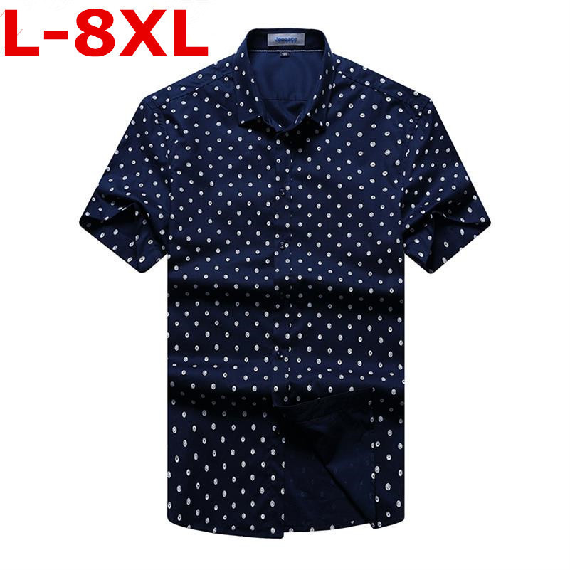 Plus size 8XL7XL 6XL 5XL Men Casual Shirt Short Sleeve Summer Printed Shirts Male Dress Brand Clothing