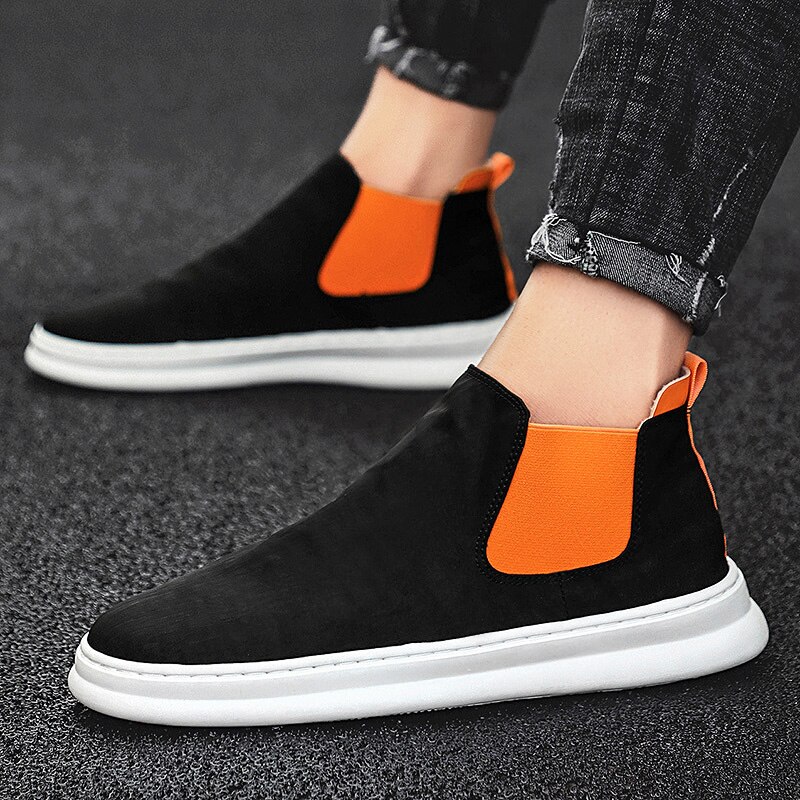 Manestøvle sommer efterår chelsea boots slip-on causal støvler komfortable åndbare vandrestøvler herre gummi ankelstøvler