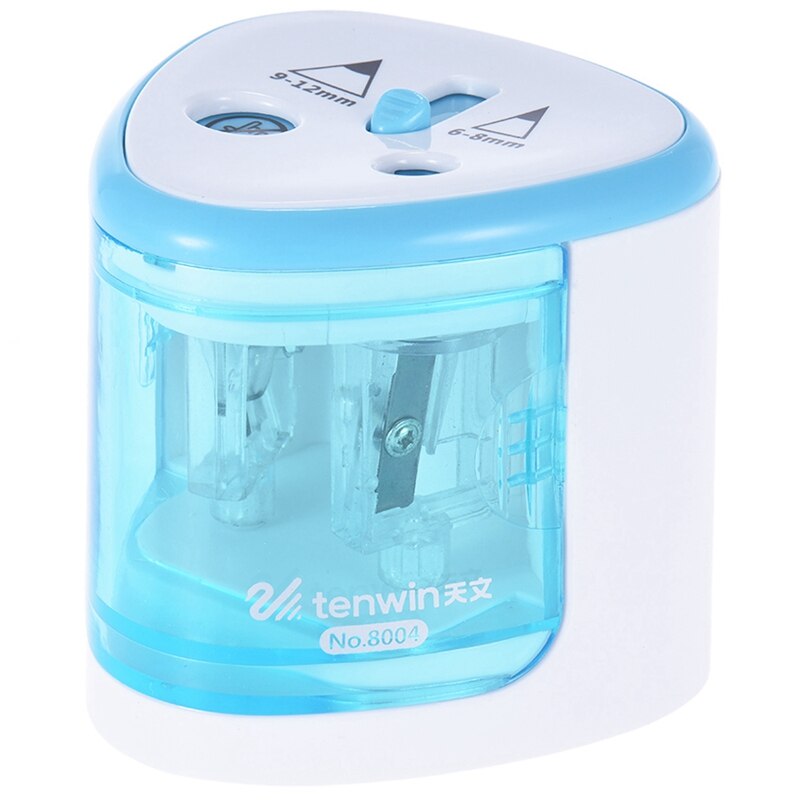 TEN-WIN Pencil Sharpener Electric Cute Multi-Functional Automatic Electric Pencil Sharpener Operated with 2 Holes: Blue