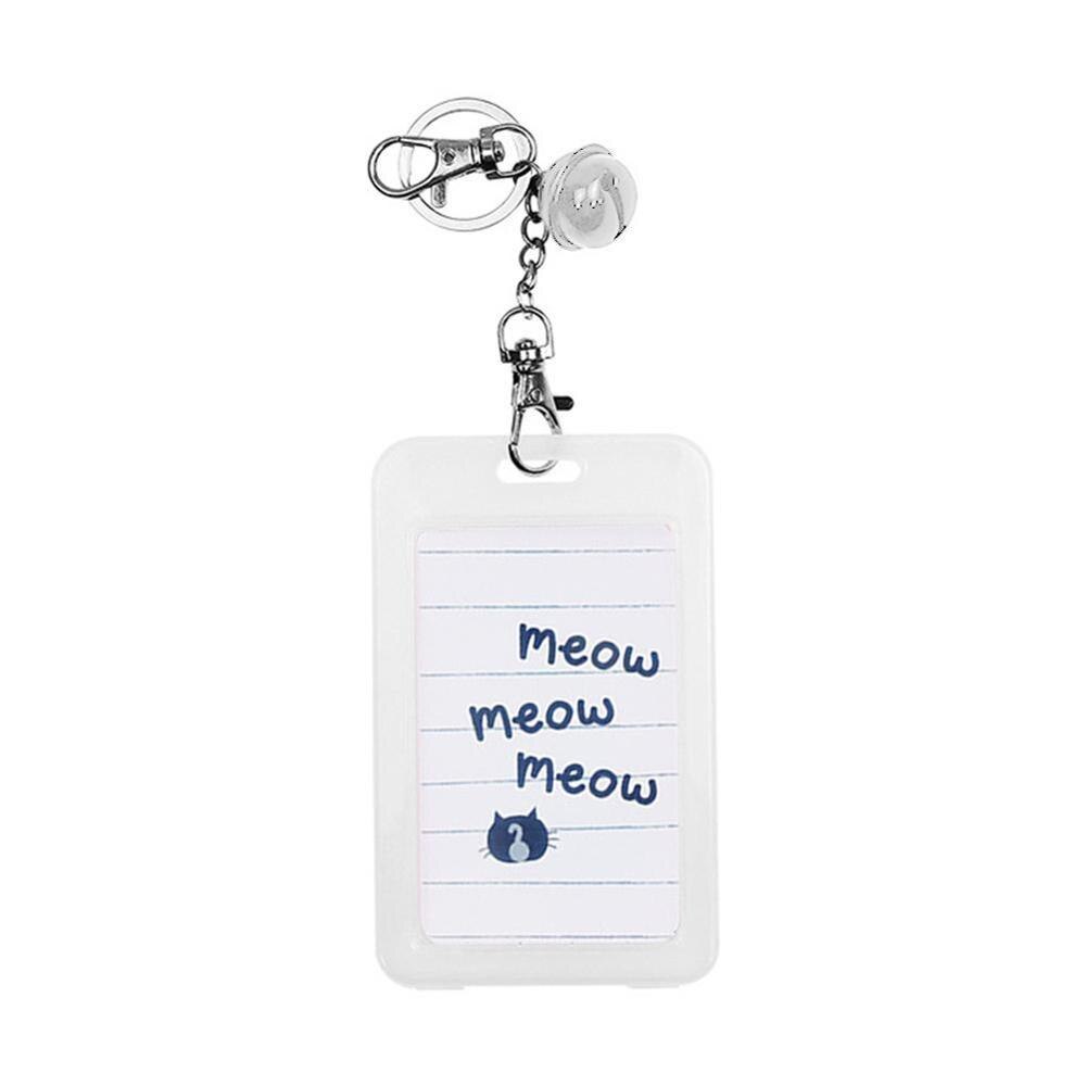 1PC Card Cover with Keyring Chain Card Bag Card Card Holder Bus Pass Plastic Cute Credit ID Cartoon Holder Student K5I9: meow