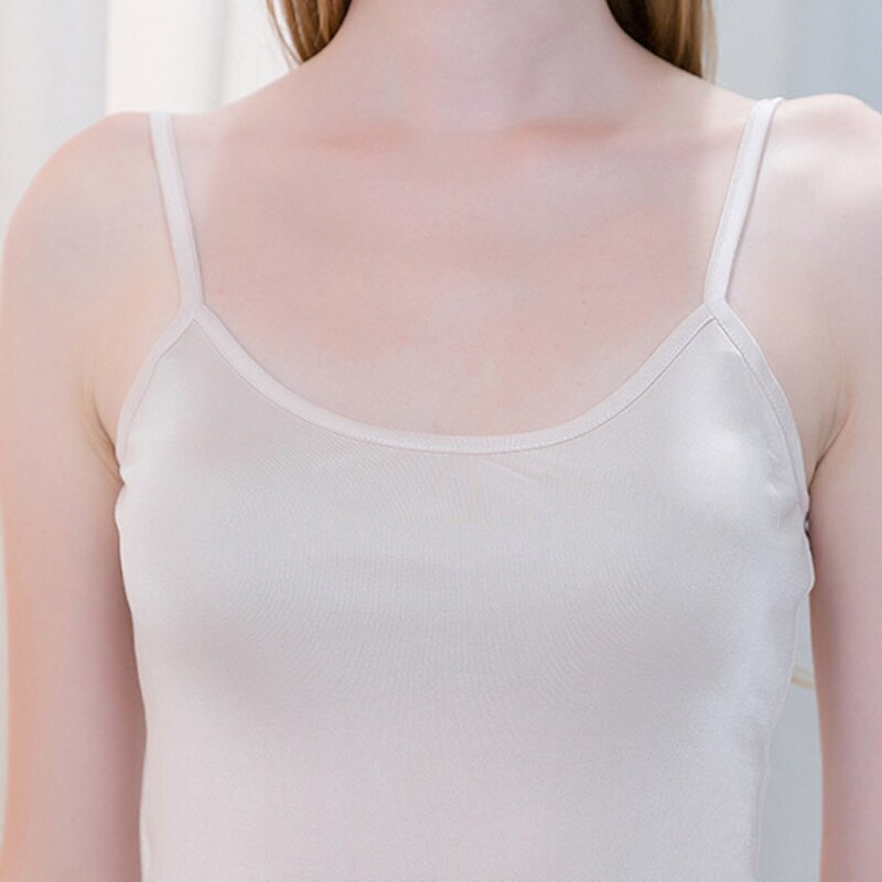 Camisole en soie Pure pour femmes, débardeur à col licou, décontracté, couleur unie, noir, blanc
