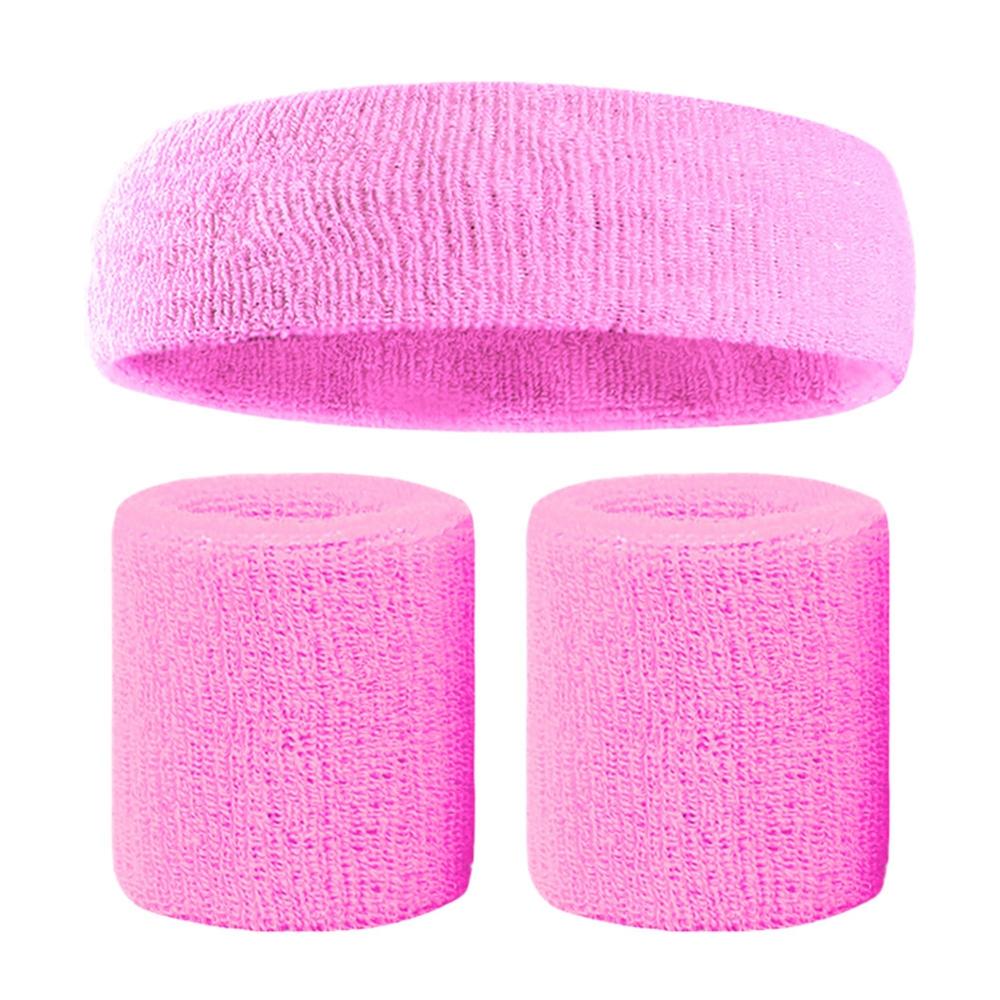 Fitness Elastic Headband Breathable Sweat Absorbent Hair Band Head Wrap Sweatband Cotton Set: P