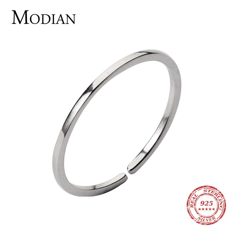 Modian Open Adjustable Slim Ring for Women Authentic 925 Sterling Silver Stackable Simple Ring Fine Jewelry Accessories