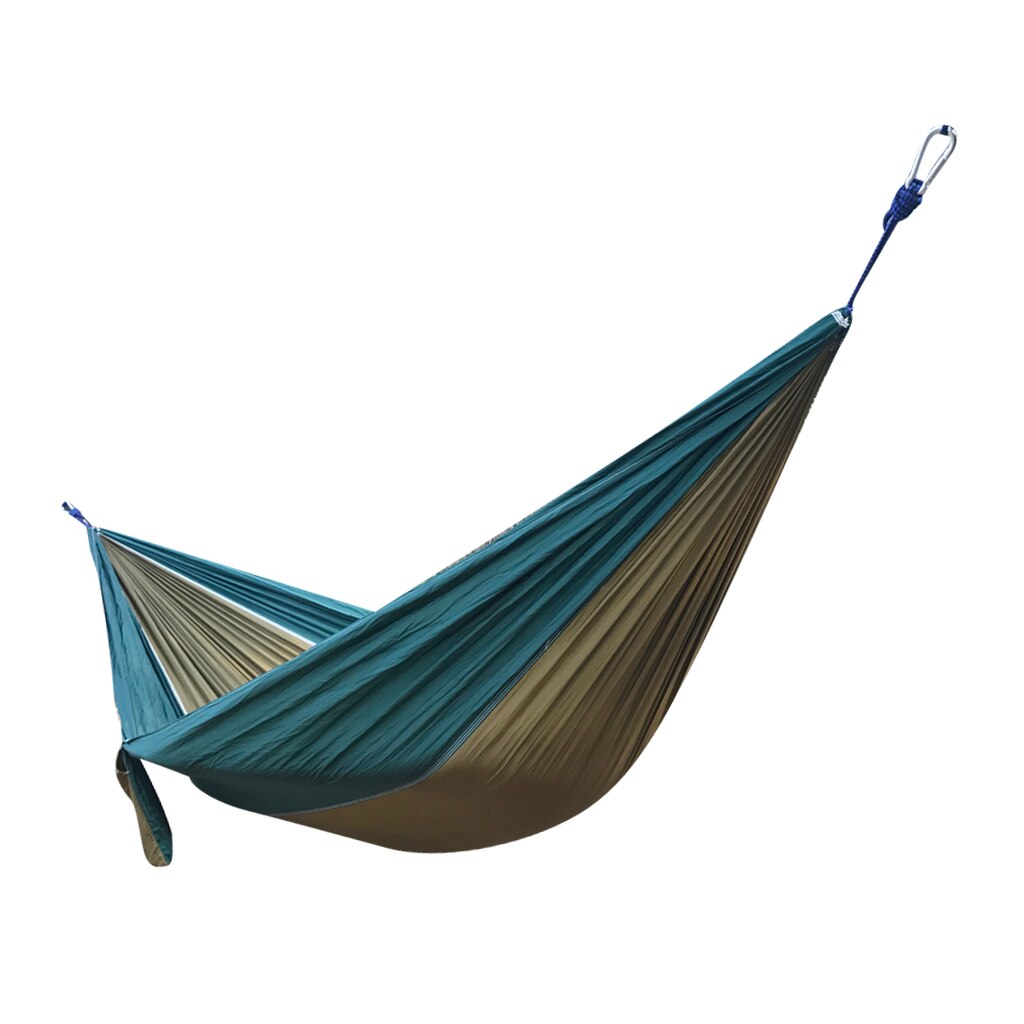 Hamaca de Camping de Nylon de paracaídas portátil ligera de 2 personas para mochilero, viaje, playa, patio 8,86 pies (L) x 4,6 pies (W): Green and Brown