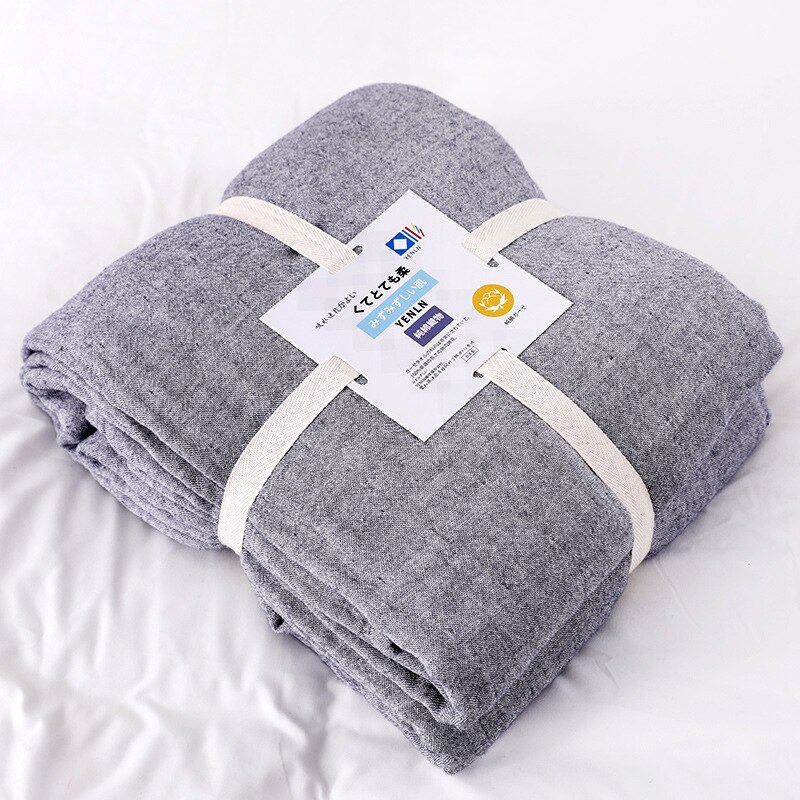 Baumwolle Plaid Decke für Bett Dünne Sommer Quilt Herbst Bett Blatt Gaze Bettdecke Bettdecke für Doppel Bett Sofa Werfen decken: grey-camel / 200x230cm