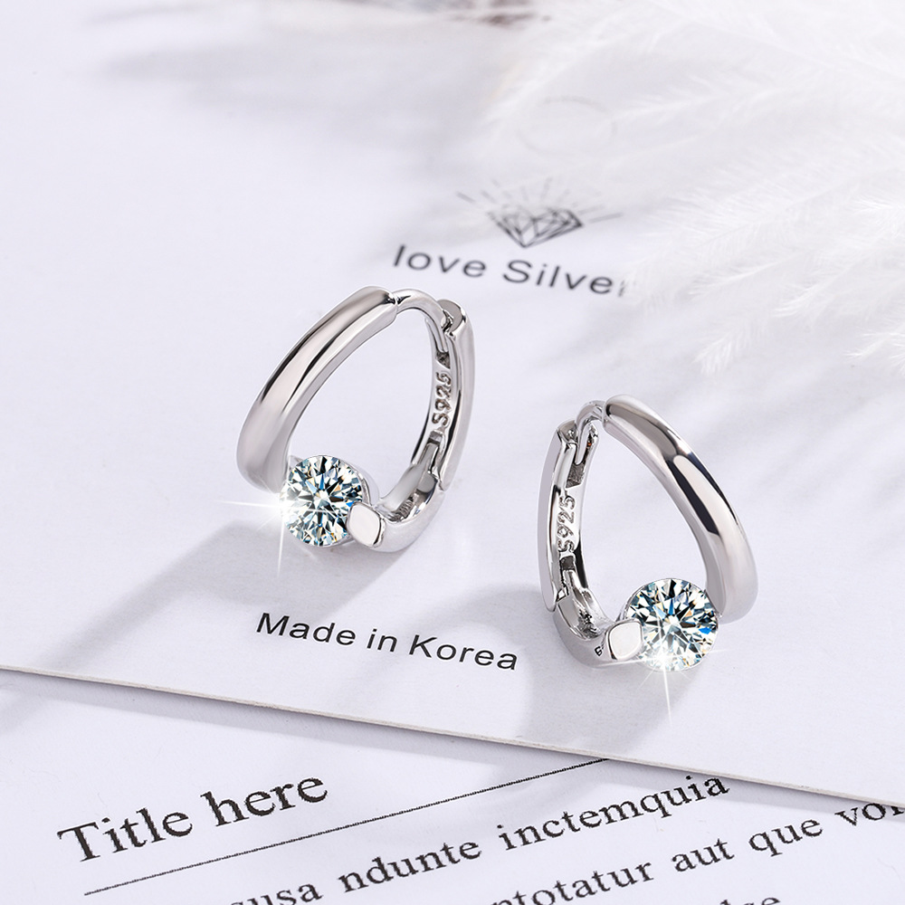 Pendientes Huggies de plata esterlina 2023 para mujer, aretes pequeños redondos de circonita con diamantes de imitación, aretes de aro, de joyería de , novedad de 925
