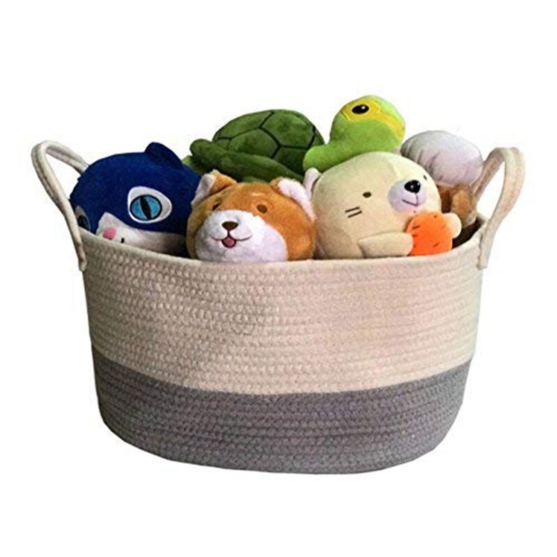 Opbergmanden Katoenen Touw Mand Geweven Baby Wasmand Bank Gooit Kussens Handdoeken Speelgoed Of Nursery Katoenen Touw Organizer La