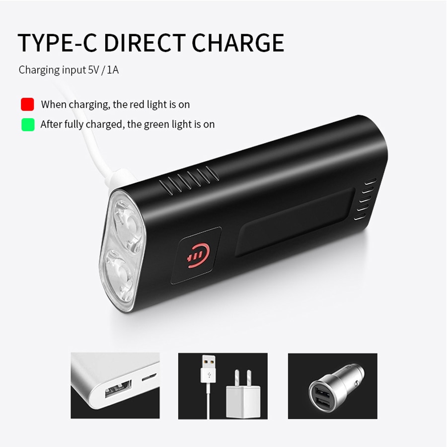 NEWBOLER-potente luz LED para bicicleta de montaña, resistente al agua IPX5, recargable vía USB, batería externa, 5200mAh