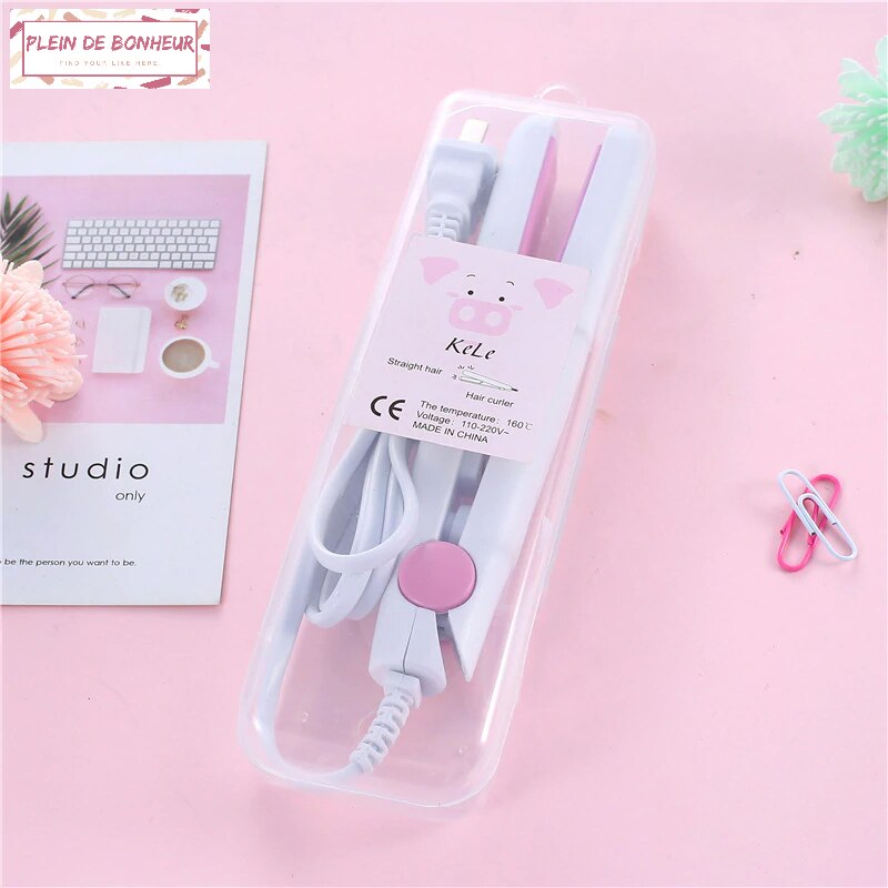 Lisseur de cheveux bouclés 2 en 1, dessin animé, Mini étudiant, petite fille électrique, bigoudi, outils de lissage