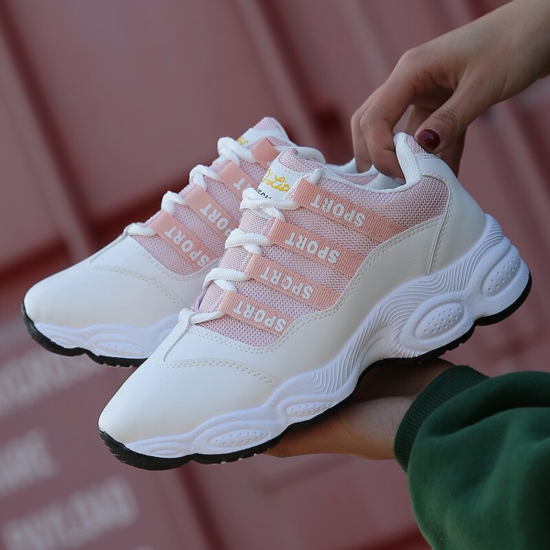 Fitness Cross Training Shoes Super Fire Chic Sport Shoes For Women Flat Net White Sneakers Shoes Tourism Casua Women Shoes: pink / 4