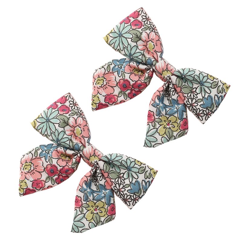 Pinzas para el pelo con estampado Floral para niña, pasador de pelo para niña, pasador de algodón Liberty, accesorios para el cabello de verano, 2 unids/set por juego