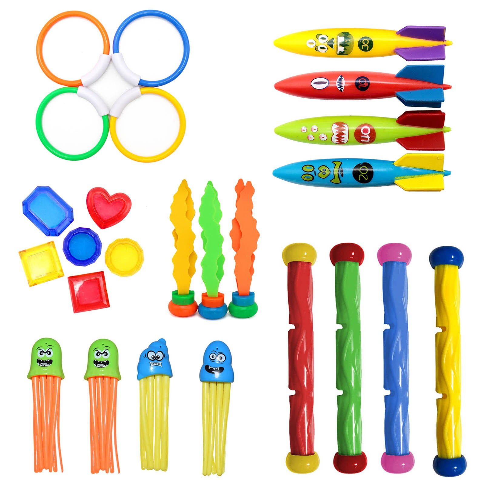 Set di giocattoli per piscina subacquea per immersioni subacquee gioco subacqueo anello per pesci piscina giochi d&#39;acqua Set regalo per allenamento giocattoli per bambini: S