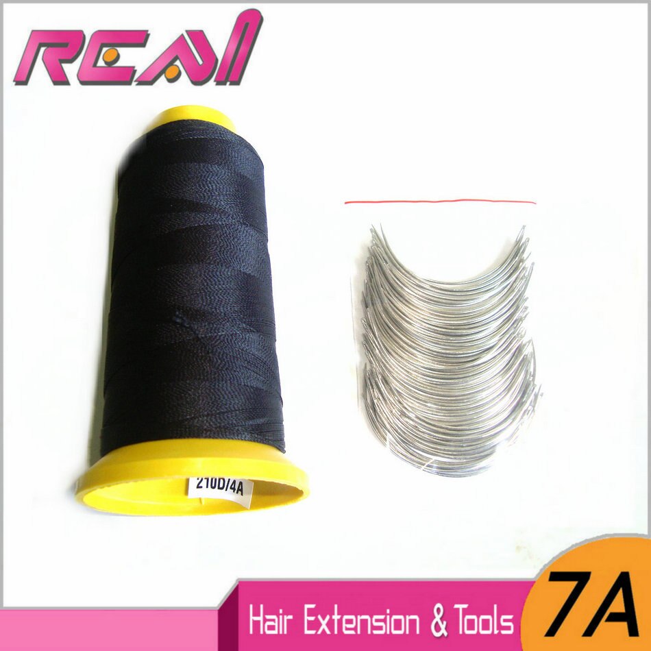 1Set Hair Weaving Tool Including 12Pcs Curved Hair Weaving Needles +1 Roll Nylon Hair Weaving Thread For Weft Sewning Hair Tools