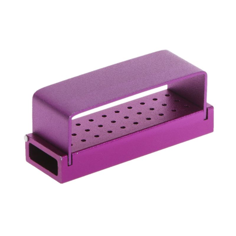 30 Gaten Aluminium Dental Bur Burs Houder Blok Desinfectie Doos Autoclaaf: Roze
