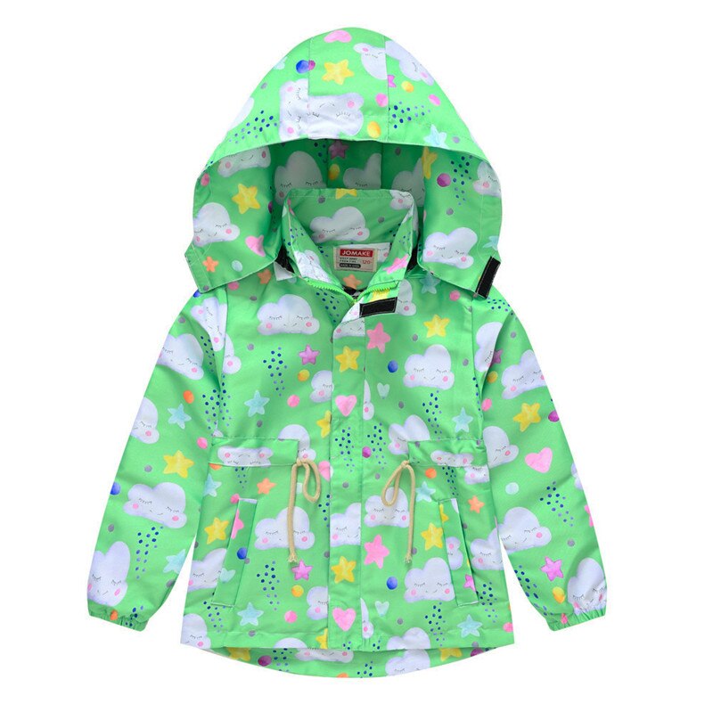 Child Girl Clothing Spring Windbreaker Autumn Jacket for Girls Trench Coat Zipper Cute Kids Outerwear Children Clothes 2-9year: green / 7T