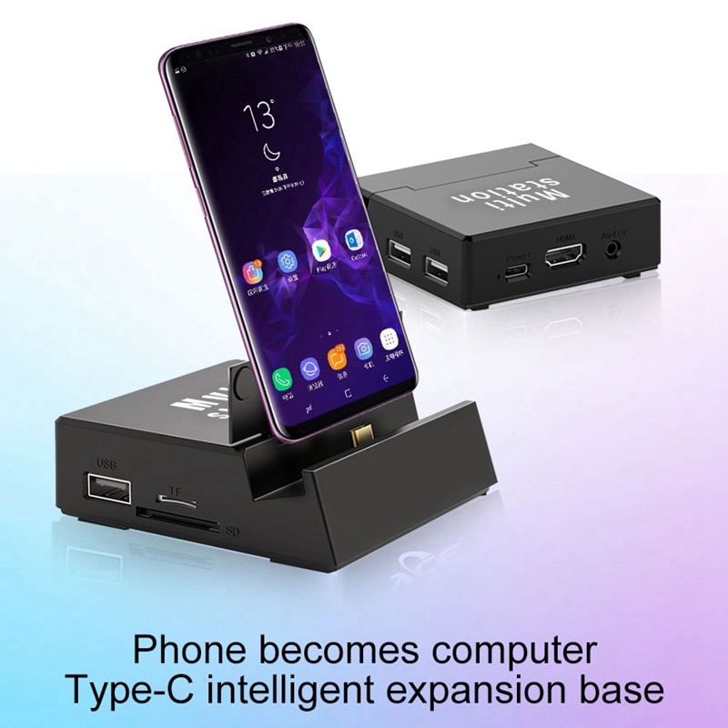 8 in 1 type c hub docking station telefon lader holder stativ kortleser usb c til hdmi adapter for huawei  p30 p20 pro
