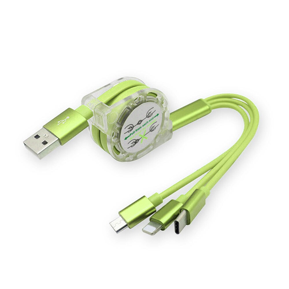 3 in 1 usb kabel til iphone samsung xiaomi multi hurtig opladning oplader usb type c type c micro usb kabel til mobiltelefon: Grøn