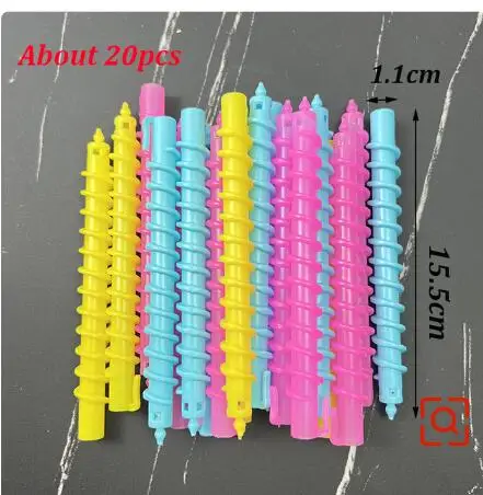 20/28 Pcs Salon Hairdressing Tools Baber Rotating Screw Plastic Styling Hair Rollers Curler Magic Spiral Perm Rod Bars: Yellow