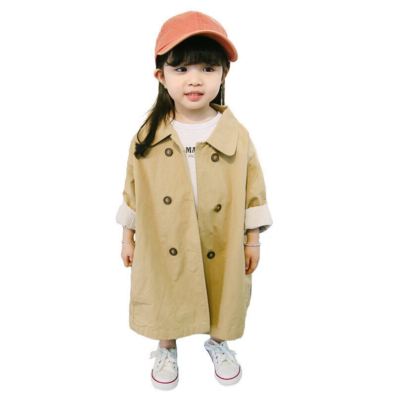 Chaquetas para niñas primavera cazadora para bebés otoño 2-6y niños lindo abrigo doble botonadura niños gabardina abrigo de calle chicas