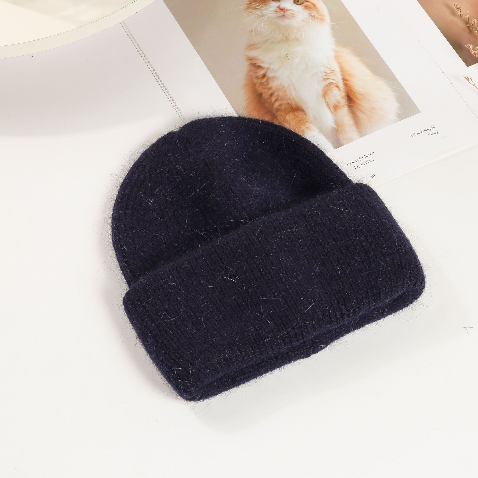 Vrouwen Hoeden Winter Gebreide Hoed Angola Konijnenbont Beanie Bonnet Meisje Hoed Herfst Vrouwelijke Cap Warm Houden mode Caps: 6
