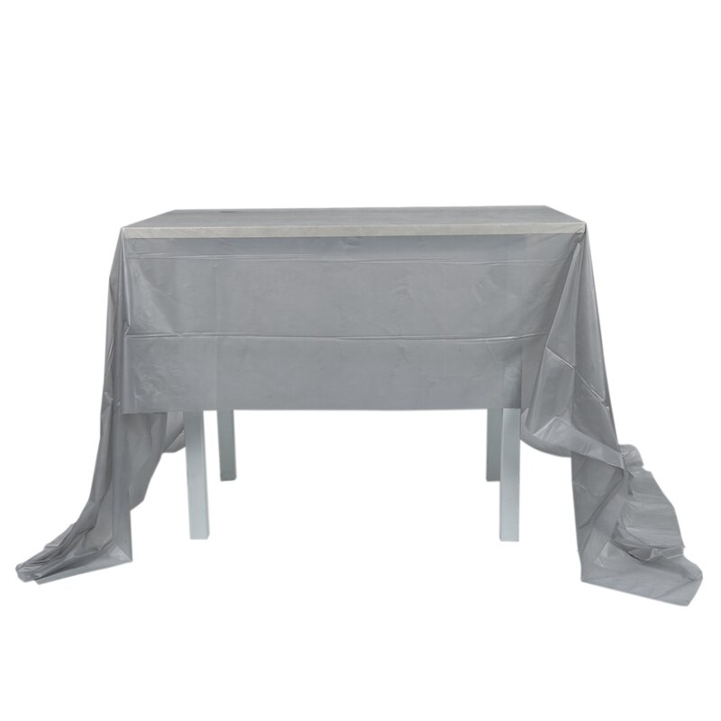 2x peva engangsduker duk deksel fest catering catering servise, stort rødt og sølvgrått