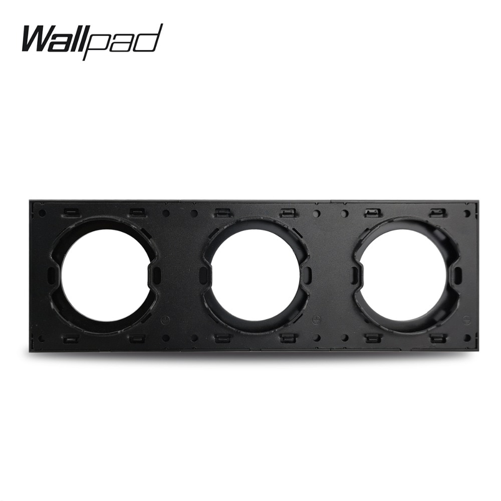 Wallpad L6 DIY Black Triple 3 Gang Frame Brushed Aluminum Metal Plate For Wall Switch Socket Free Combination, 258*86mm