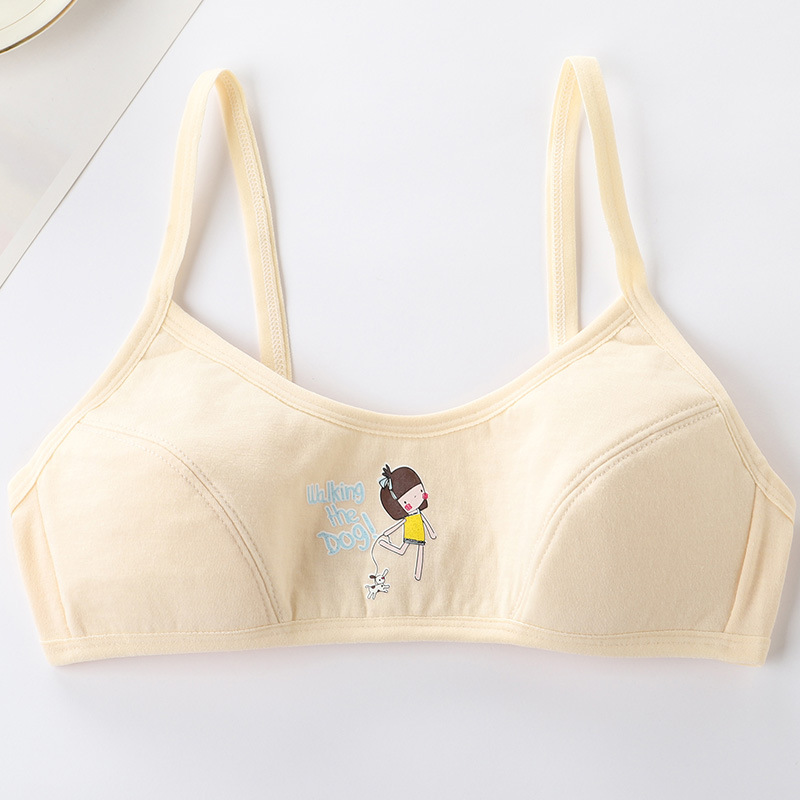 Cotton Girl Cute Bra Junior High School Students 9-12-16 Year Old Small Vest Development Period Children Underwear Training Bra: Skin / 10