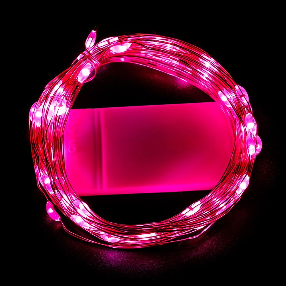 10M Led Koperdraad String Lights Batterij Aangedreven Garland Fairy Verlichting Snaren Voor Wedding Party Kerst Decoratie: Roze / 350W