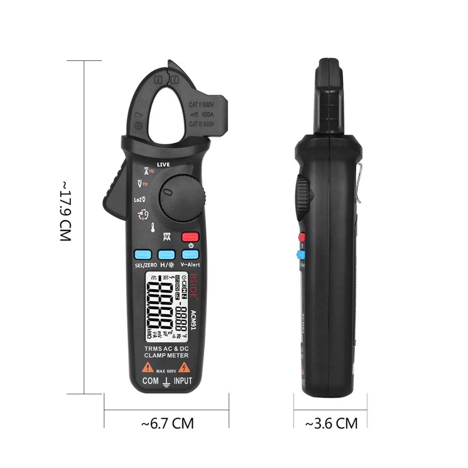 Bside ACM91 AC DC Clamp Meter True RMS Digital Clamp Amperemeter 6000 Zählt Auto Range Multimeter Mit Temperatur Kapazität NCV
