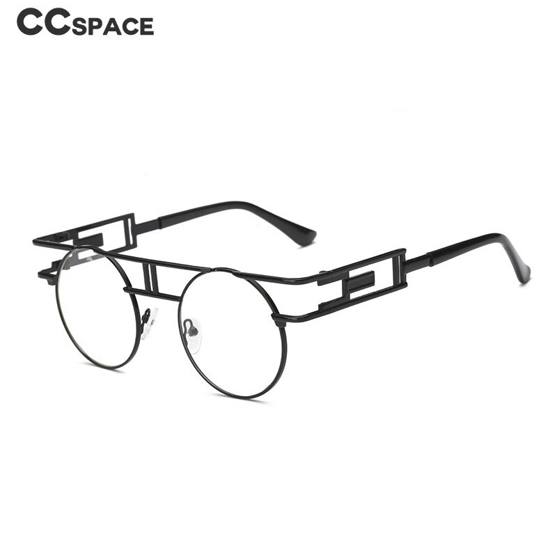 Retro steampunk runda glasögon bågar metall män kvinnor datorglasögon 46834