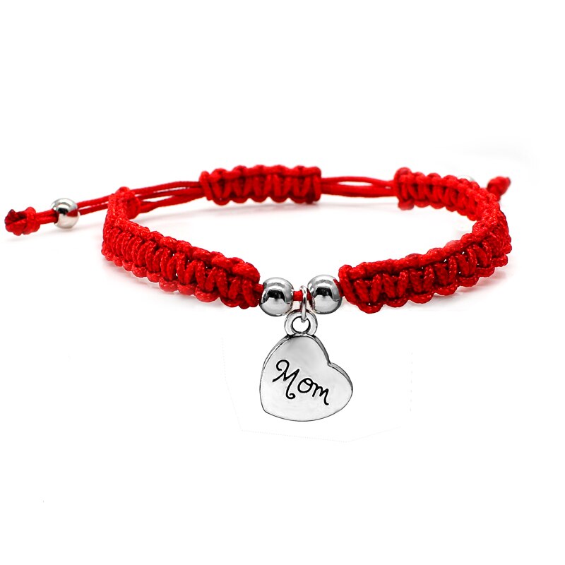 Familia mamá encanto pulseras de hilo rojo cuerda joyería de la suerte el día de la madre bendición familiar brazalete Feminino